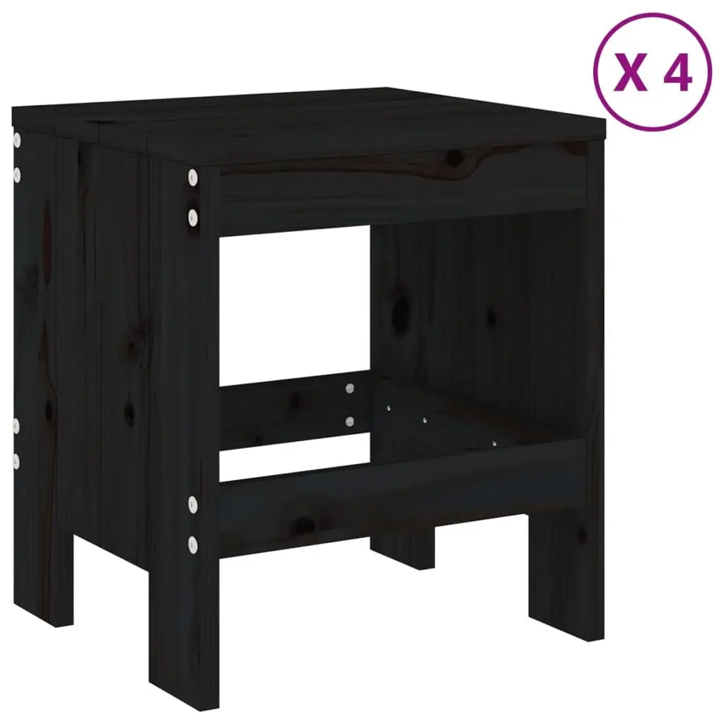 Outdoor Dining Set 5 Piece Garden Patio Table Chairs Black Solid Pine Wood