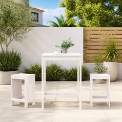 Garden Bar Set: 3 Piece Wooden Patio Furniture