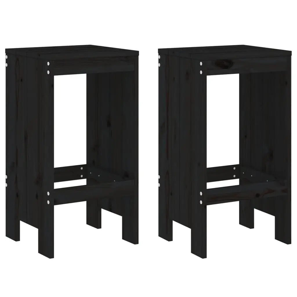 Garden Bar Set Outdoor Patio Furniture 3 Piece Black Wood Stools Table