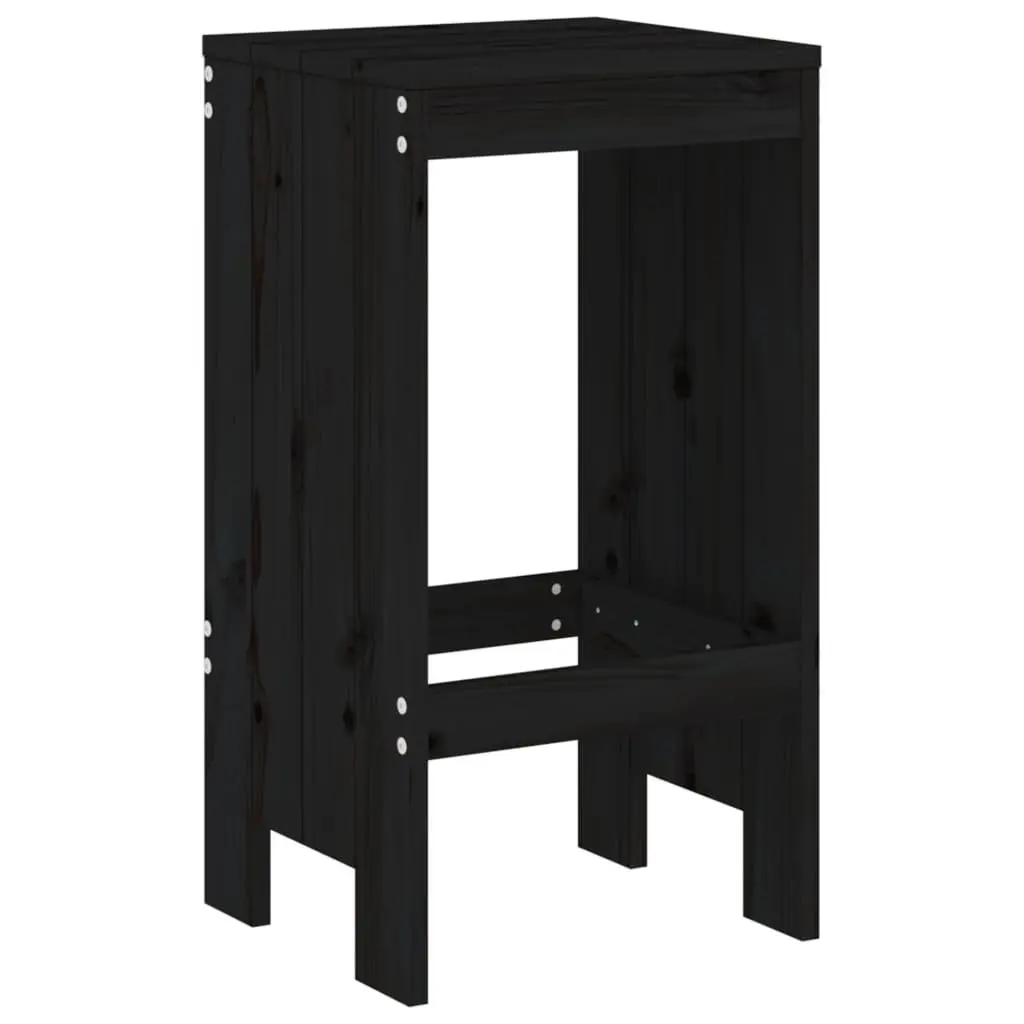 Garden Bar Set Outdoor Patio Furniture 3 Piece Black Wood Stools Table