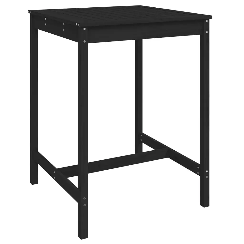 Garden Bar Set Outdoor Patio Furniture 3 Piece Black Wood Stools Table
