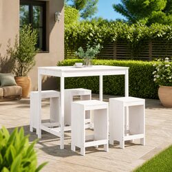 Detailed Specs of the 5 Piece White Wood Garden Bar Set