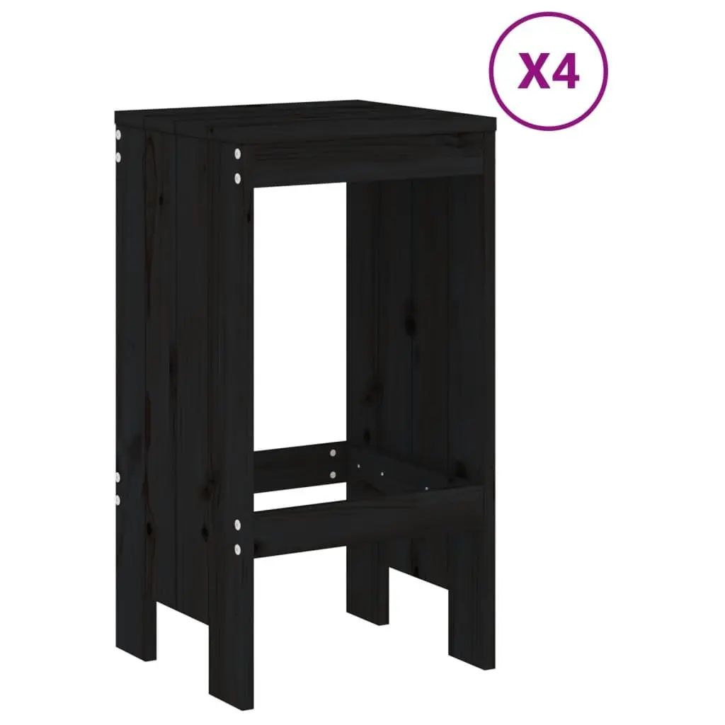 Garden Bar Set 5 Piece Outdoor Furniture Black Wooden Patio Dining Stools Table