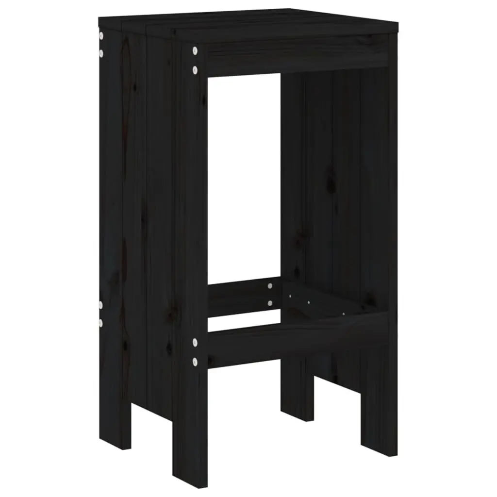 Garden Bar Set 5 Piece Outdoor Furniture Black Wooden Patio Dining Stools Table
