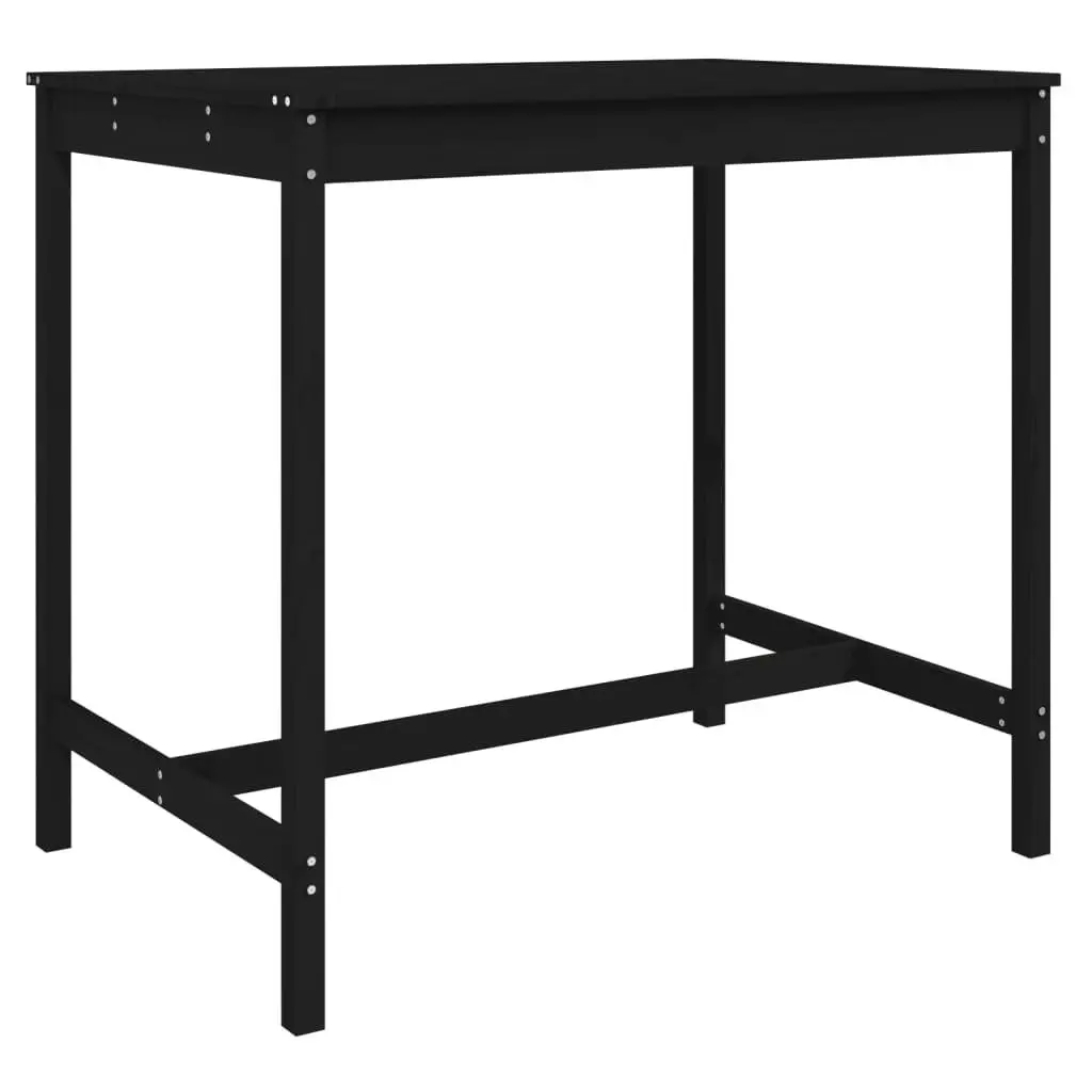 Garden Bar Set 5 Piece Outdoor Furniture Black Wooden Patio Dining Stools Table