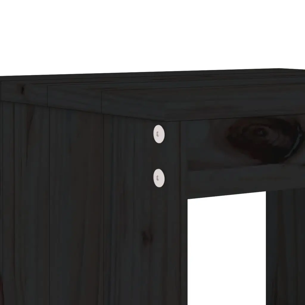 Garden Bar Set 5 Piece Outdoor Furniture Black Wooden Patio Dining Stools Table