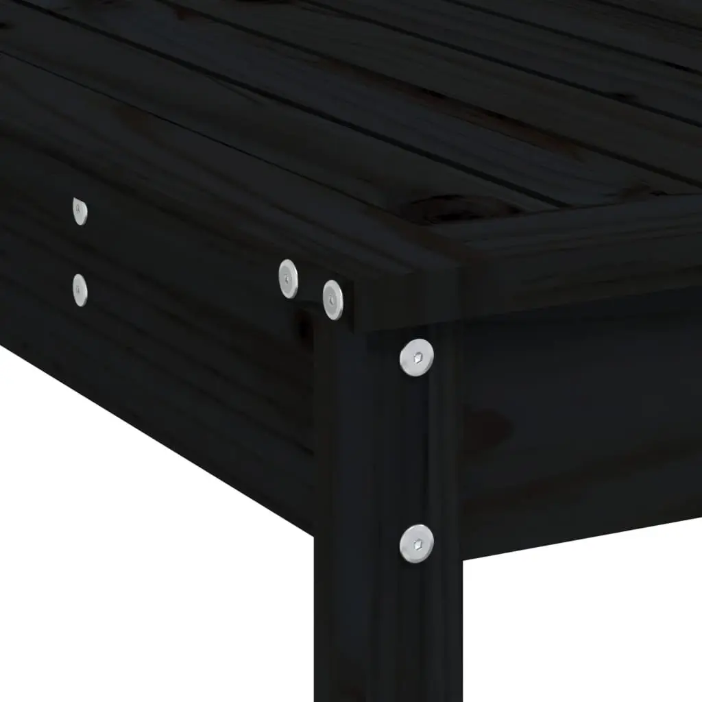 Garden Bar Set 5 Piece Outdoor Furniture Black Wooden Patio Dining Stools Table