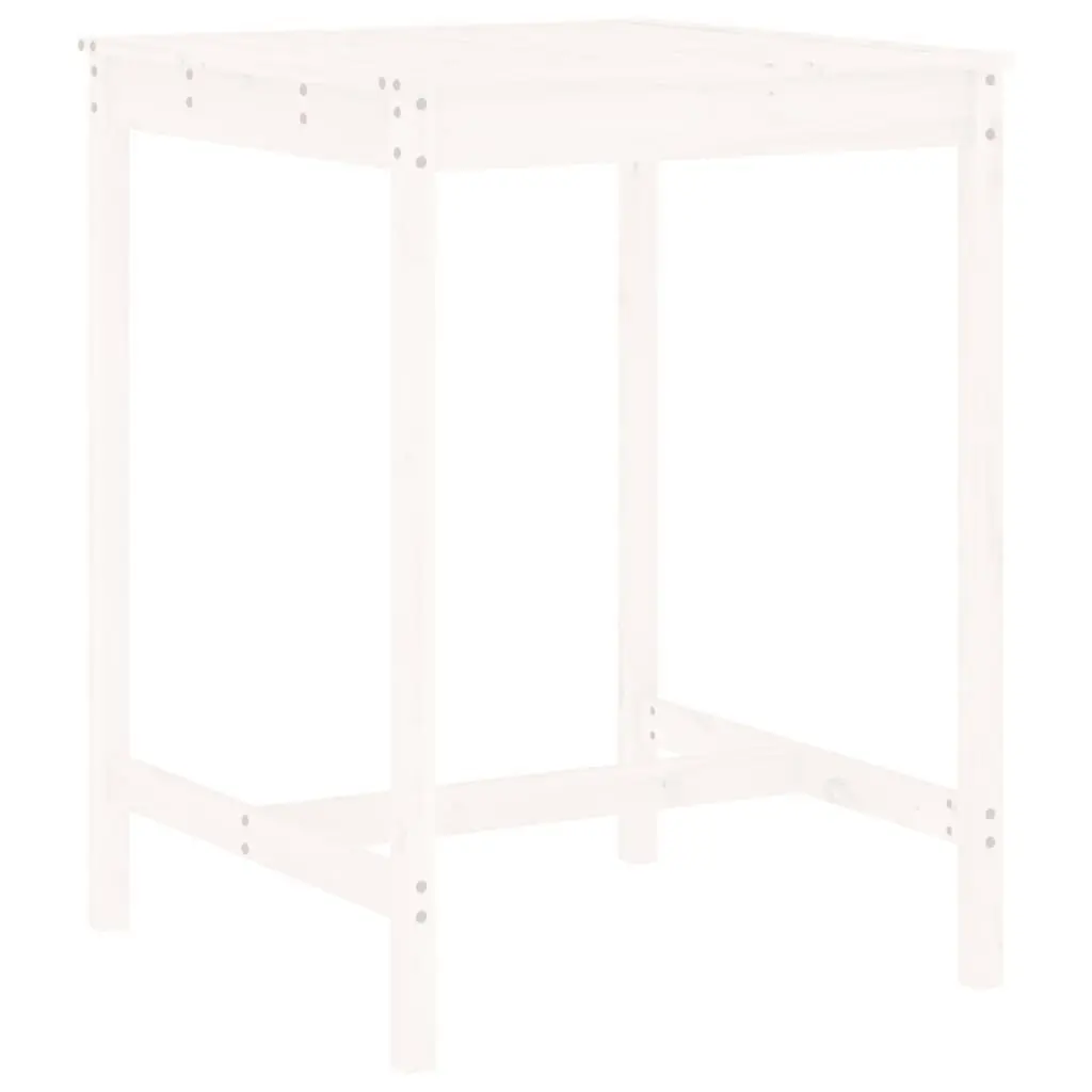 Garden Bar Set 3 Piece White Solid Pine Wood Outdoor Patio Furniture Stools