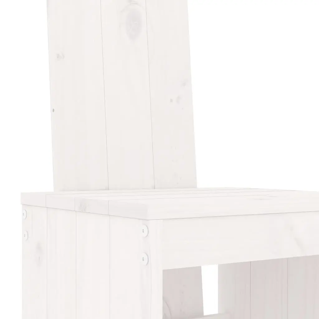Garden Bar Set 3 Piece White Solid Pine Wood Outdoor Patio Furniture Stools