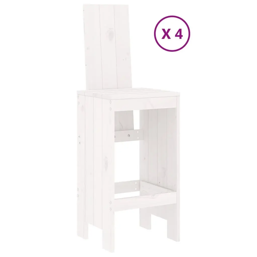 Garden Bar Set 5 Piece Outdoor Furniture White Wood Patio Dining Stool Table