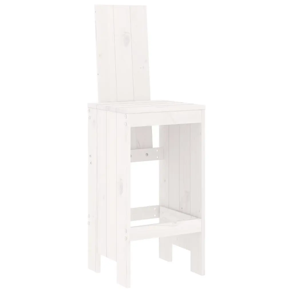 Garden Bar Set 5 Piece Outdoor Furniture White Wood Patio Dining Stool Table