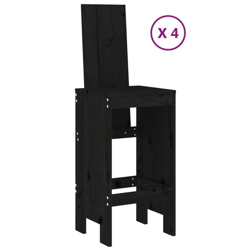 Garden Bar Set Outdoor Furniture 5 Piece Solid Wood Pine Black