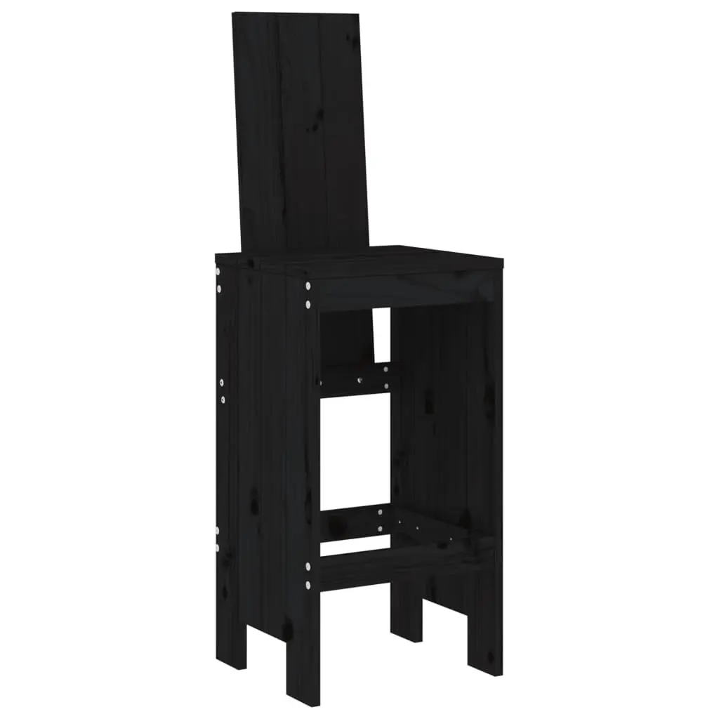 Garden Bar Set Outdoor Furniture 5 Piece Solid Wood Pine Black
