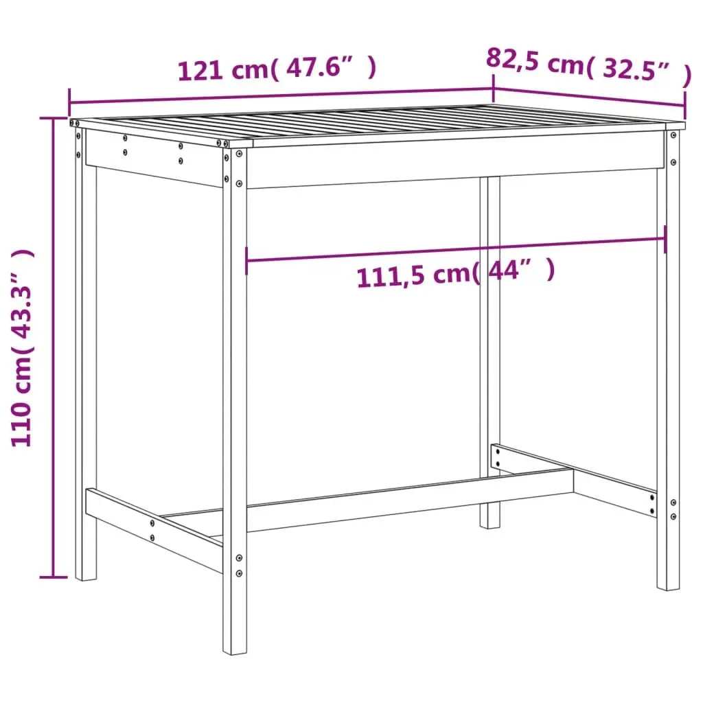 Garden Bar Set Outdoor Furniture 5 Piece Solid Wood Pine Black