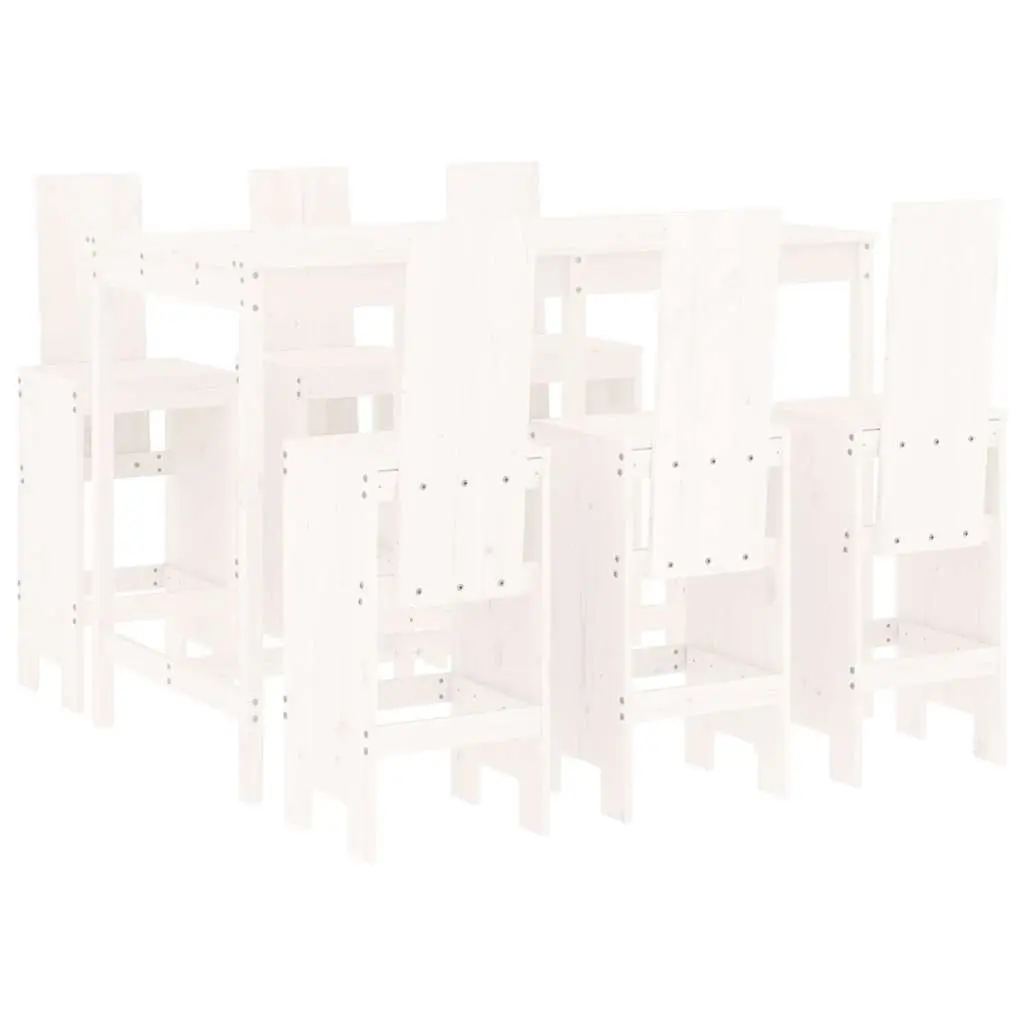 Garden Bar Set Outdoor Furniture 7 Piece White Patio Backyard Dining Seating
