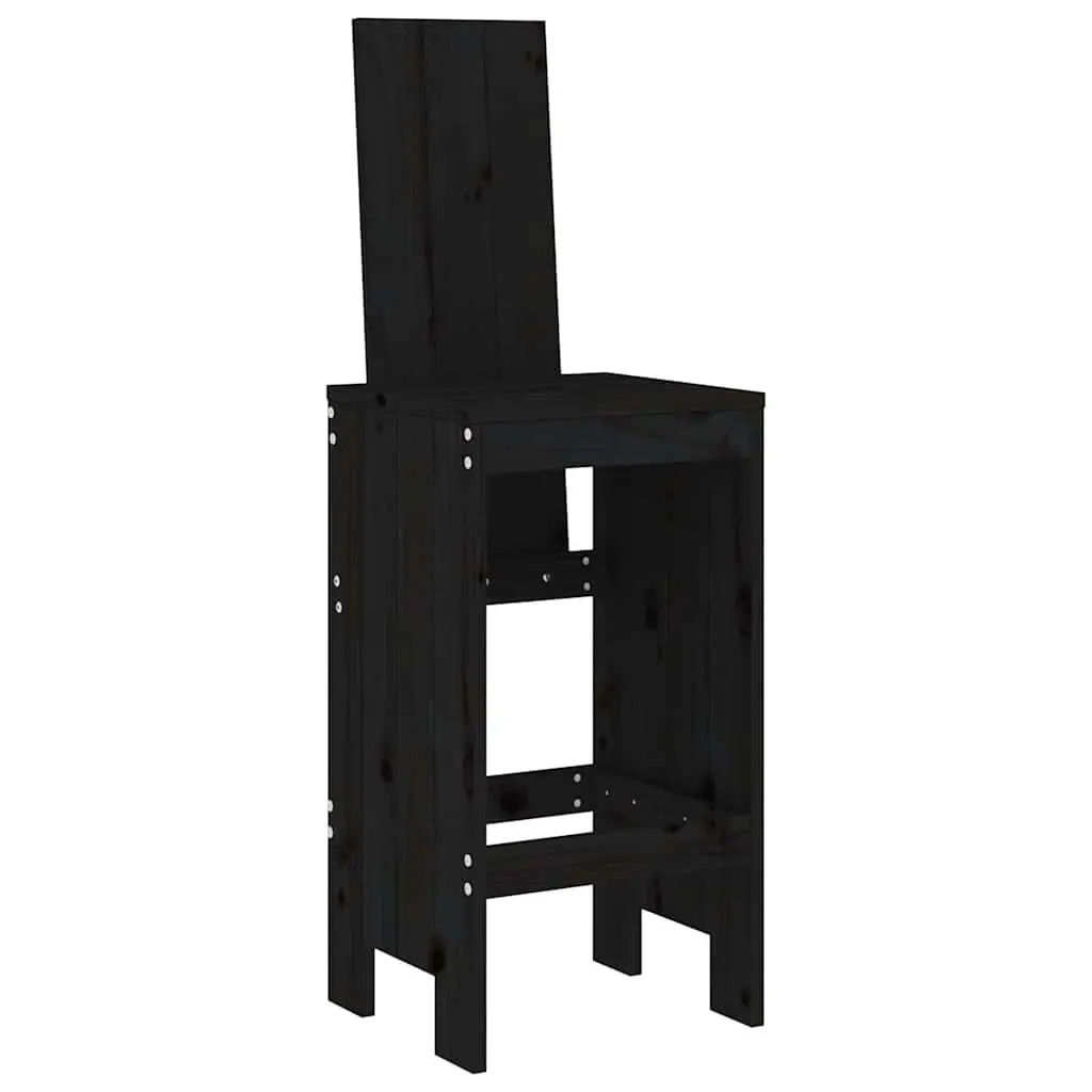 Garden Bar Set 7 Piece Outdoor Patio Furniture Black Wood Dining Stool Table