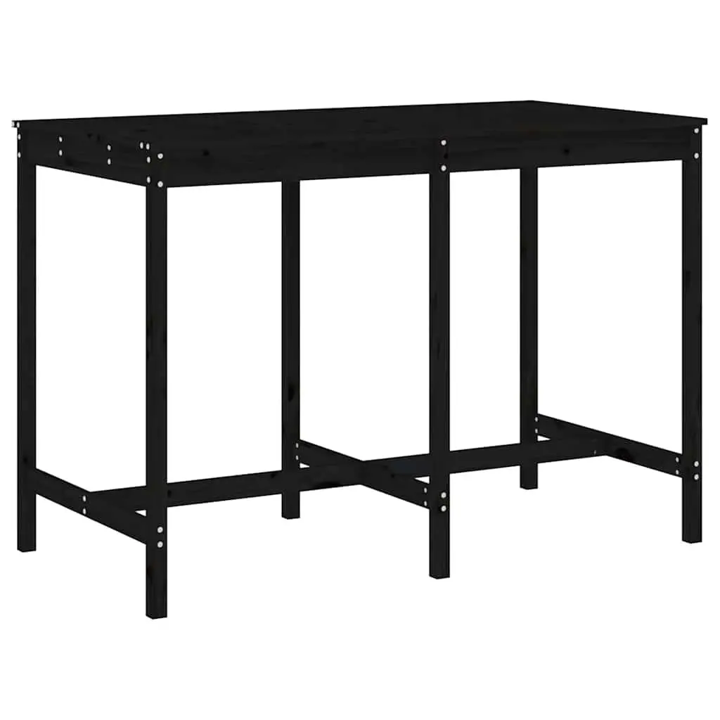 Garden Bar Set 7 Piece Outdoor Patio Furniture Black Wood Dining Stool Table