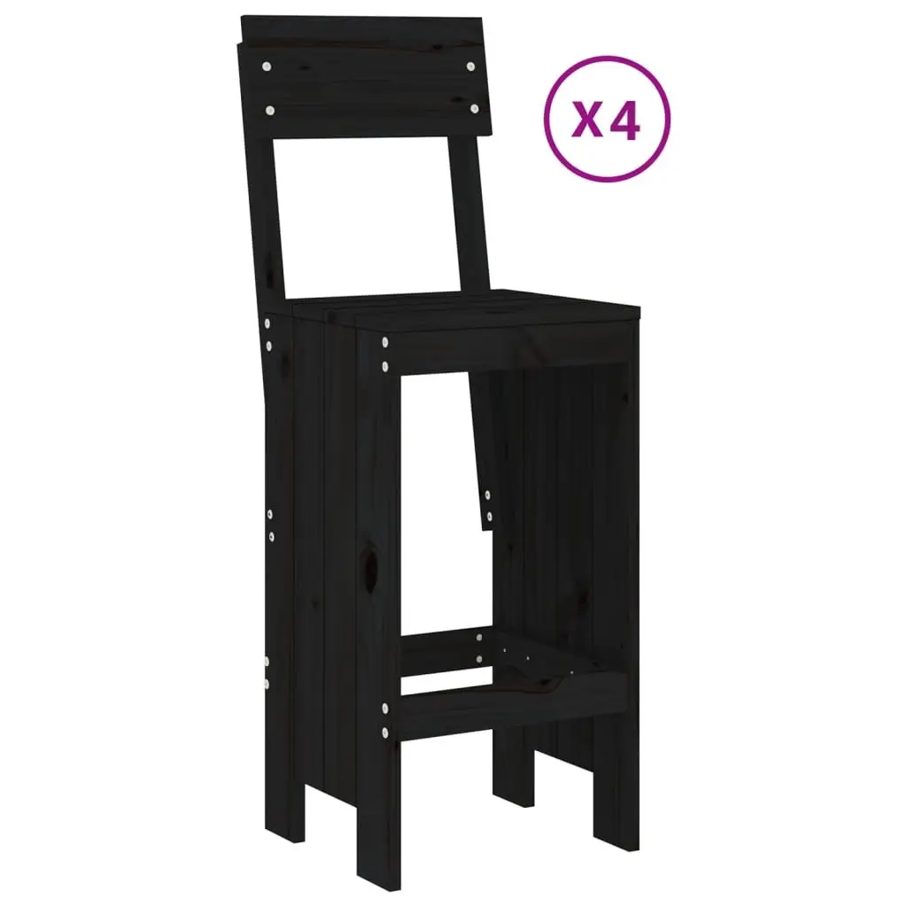 5 Piece Garden Bar Set in Black Wood