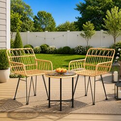 Garden Dining Set - 3 Pieces, Brown Poly Rattan