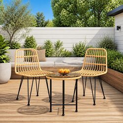 Garden Dining Set with Steel Frame & Glass Top