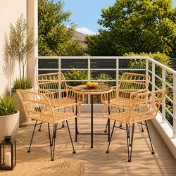 5 Piece Outdoor Garden Dining Set Brown Patio Furniture Table Chairs