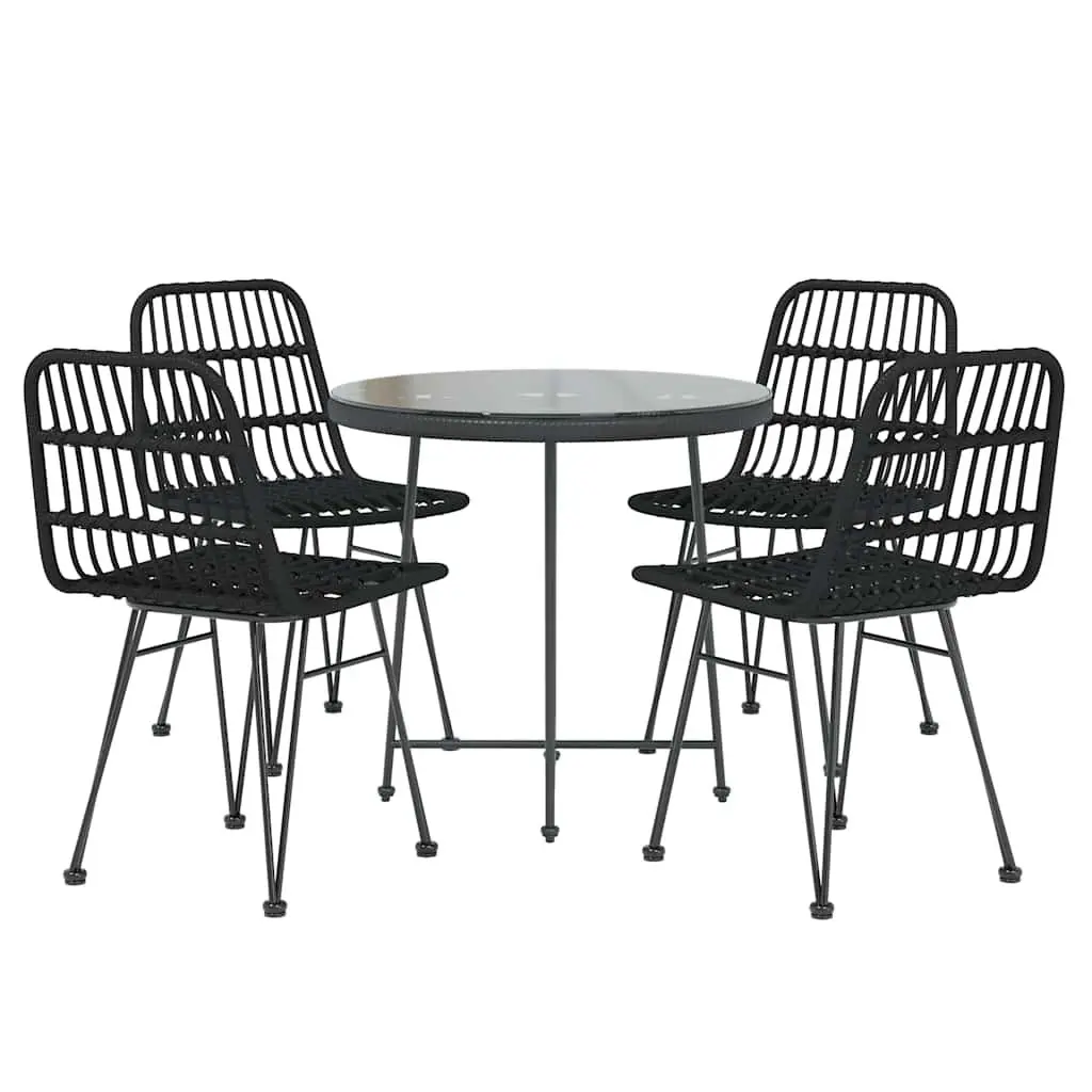 Garden Dining Set Outdoor Patio 5 Piece Black Rattan Table Chairs