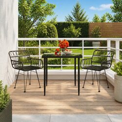 3 Piece Garden Dining Set: Dimensions and Materials Included