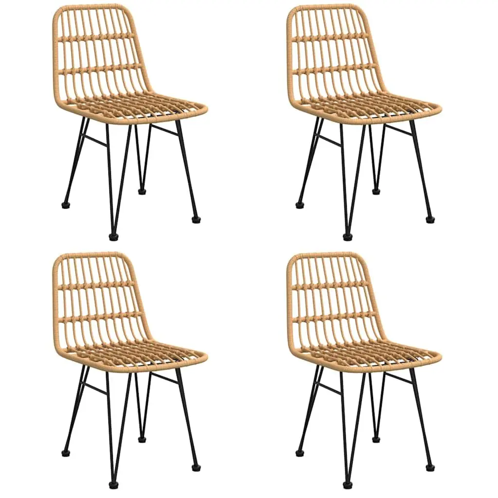 Garden Dining Set Outdoor Use 5 Piece Brown Poly Rattan Furniture