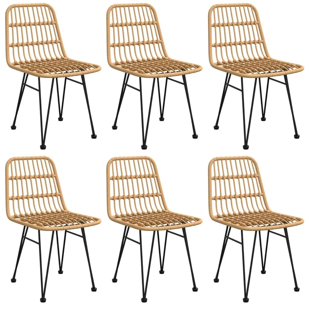 7 Piece Poly Rattan Garden Dining Set with Steel Frame