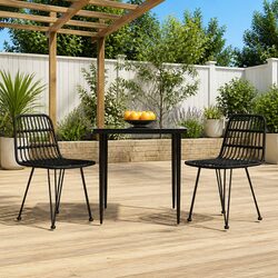 Dimensions of 3-Piece Black Outdoor Dining Set