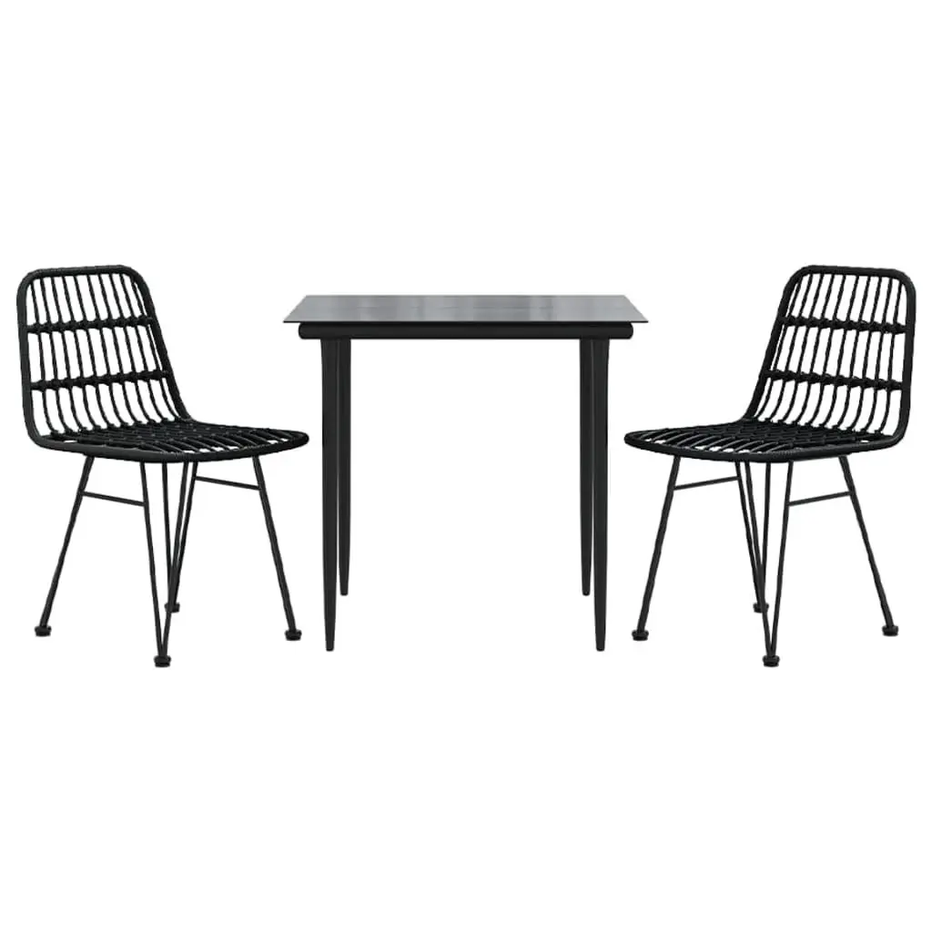Outdoor Dining Set 3 Piece Patio Garden Furniture Black