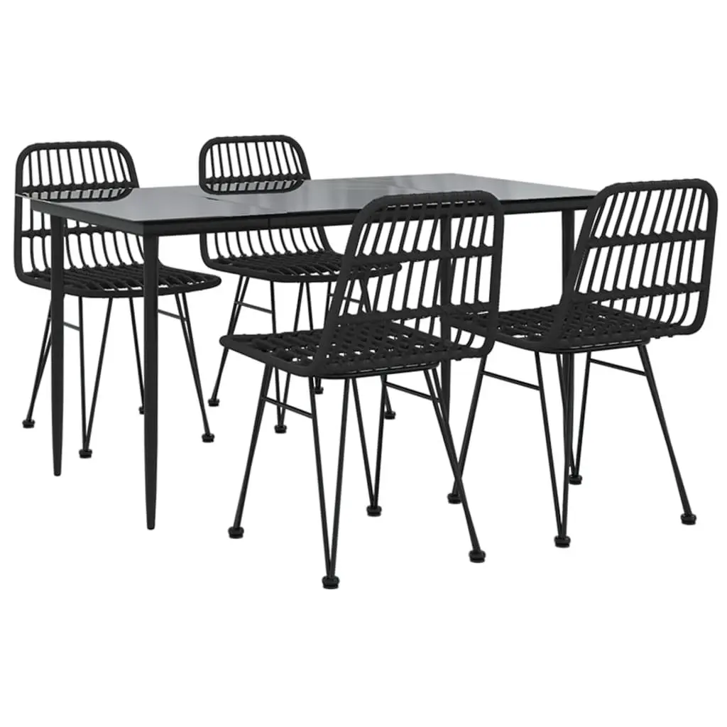 5 Piece Black Garden Dining Set
