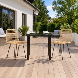 3 Piece Outdoor Dining Set: Brown PE Rattan & Glass