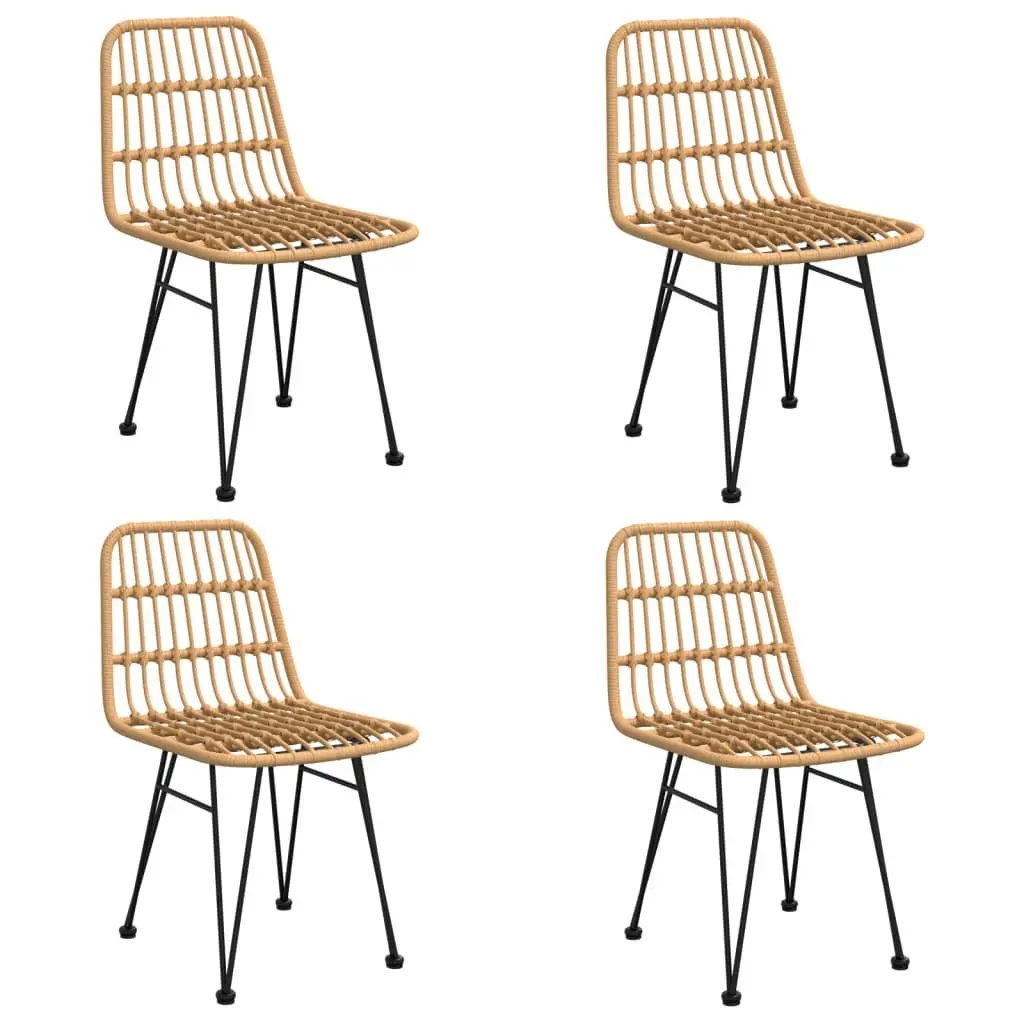 5 Piece Garden Dining Set Outdoor Use Brown Poly Rattan Table Chairs