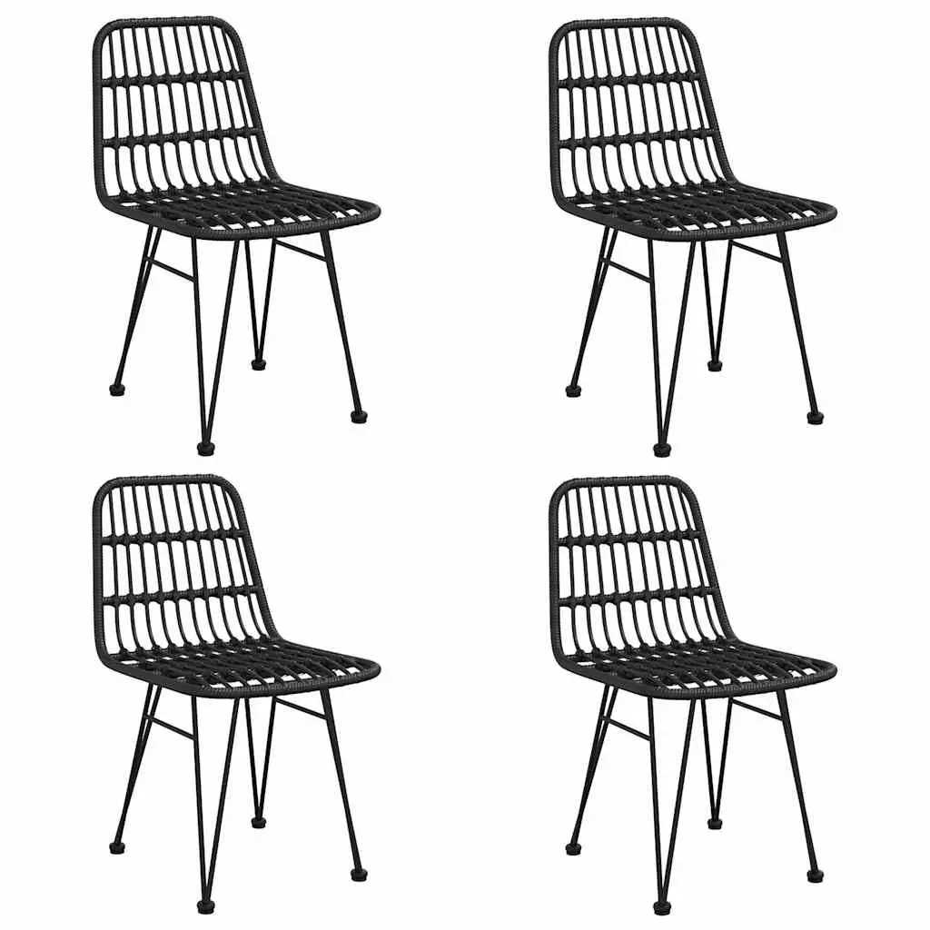 5 Piece Outdoor Dining Set Patio Furniture Black Rattan Chairs and Table