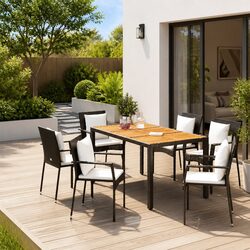 5 Piece Garden Dining Set Outdoor Patio Furniture with Cushions Black
