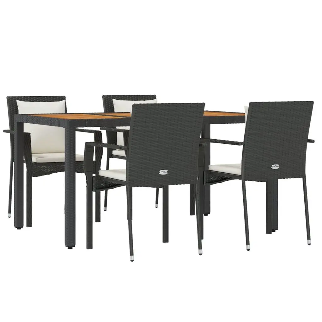 5 Piece Garden Dining Set Outdoor Use Black