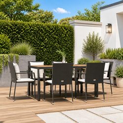 7 Piece Garden Dining Set with Acacia Wood Top