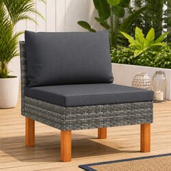 Outdoor Middle Sofa Modular Garden Sectional Rattan Seating Unit Grey