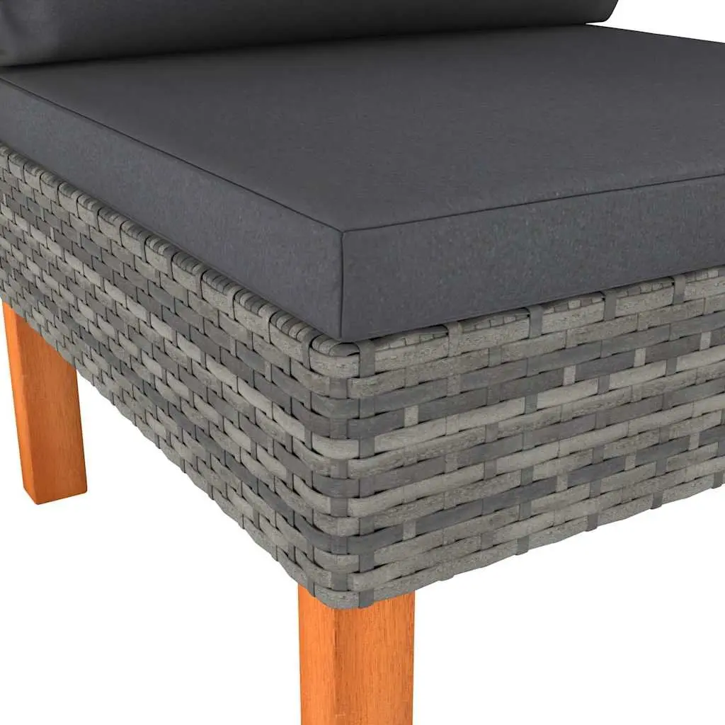 Modular Rattan Middle Sofa Section for Outdoor Garden Seating Grey
