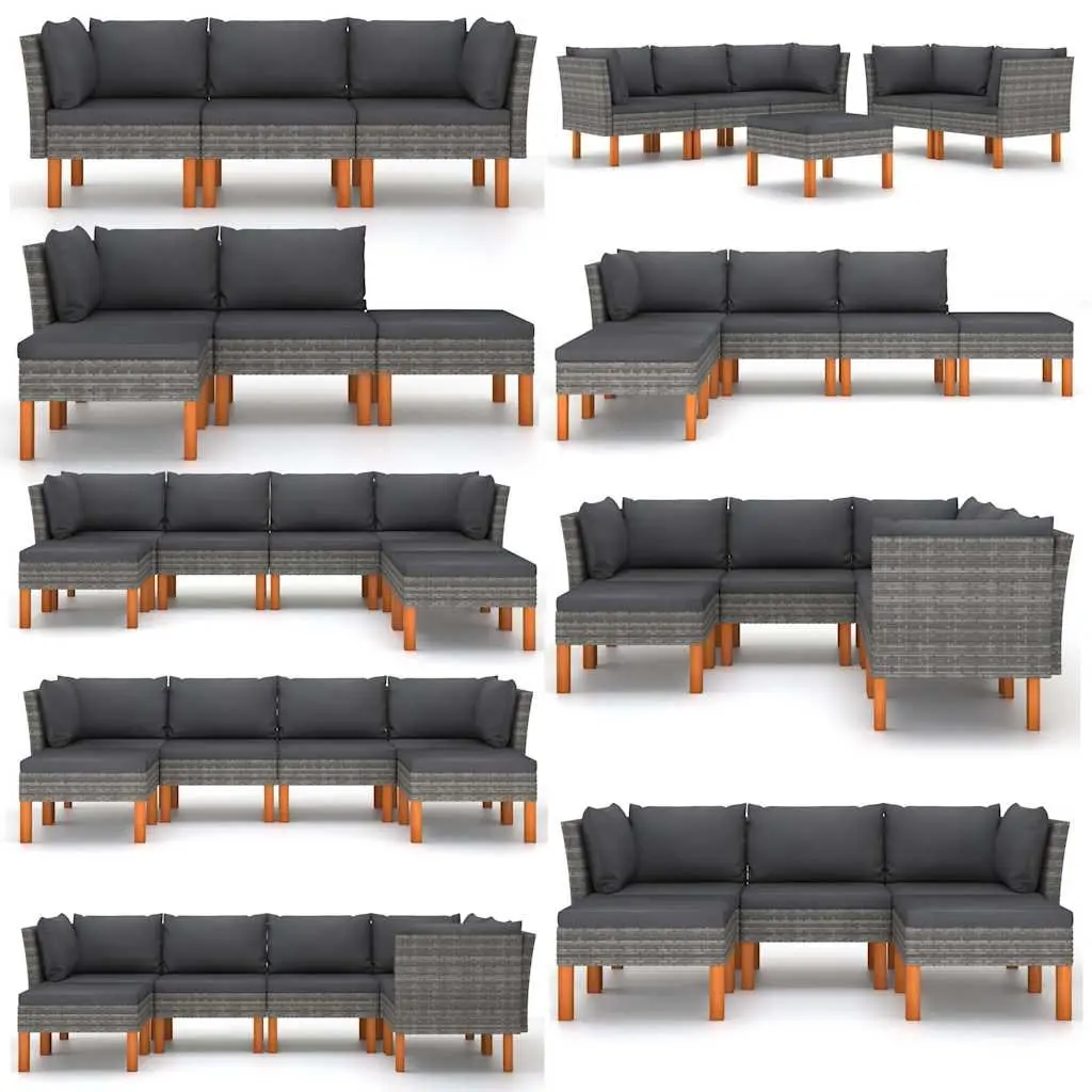 Modular Rattan Middle Sofa Section for Outdoor Garden Seating Grey
