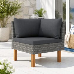 Outdoor Corner Sofa Sectional Grey Rattan Garden Furniture Patio Lounger