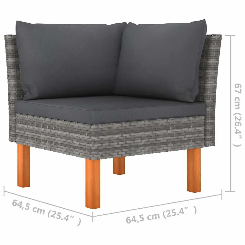 Outdoor Corner Sofa Sectional Grey Rattan Patio Furniture
