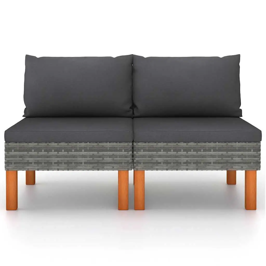 Grey Rattan Outdoor Middle Sectional Sofa