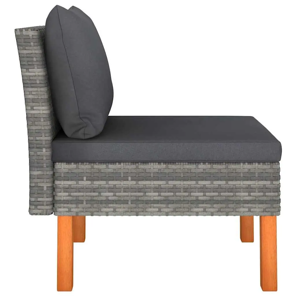 Grey Rattan Outdoor Middle Sectional Sofa