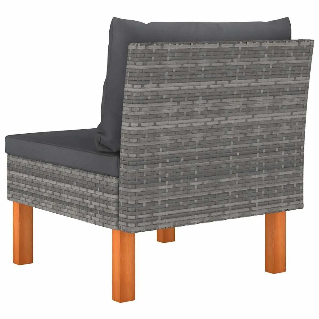 3 Piece Middle Seat Outdoor Sofa Grey Rattan Modular Furniture for Garden