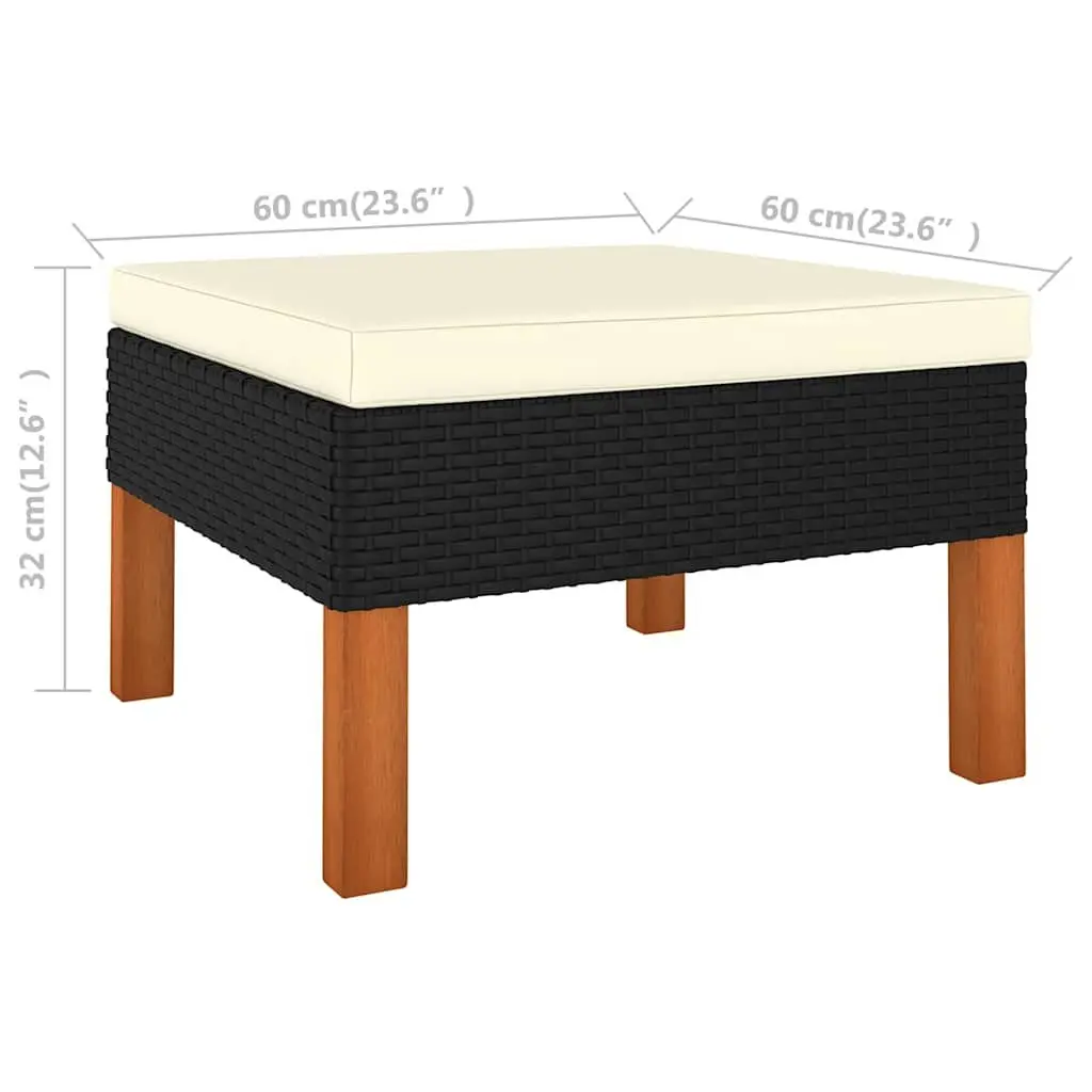 Outdoor Footstool Garden Patio Black Size with Cushion