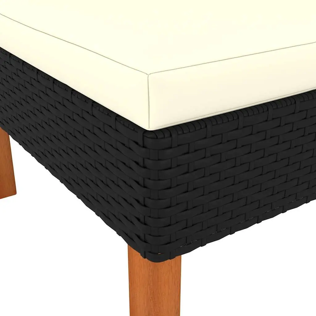 Black Outdoor Corner Sofa Sectional with Eucalyptus Legs