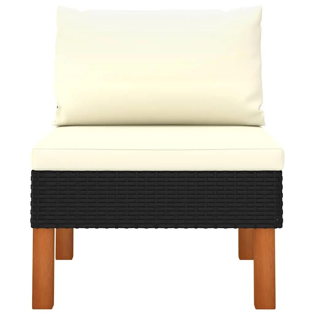 Outdoor Sectional Seating Set Rattan 2 Piece Middle Sofas Black for Garden