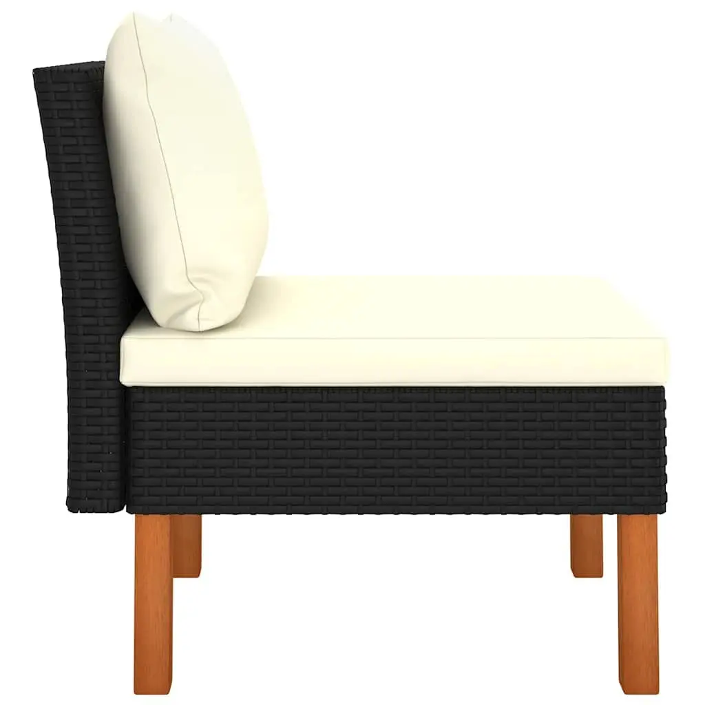 Outdoor Sectional Seating Set Rattan 2 Piece Middle Sofas Black for Garden